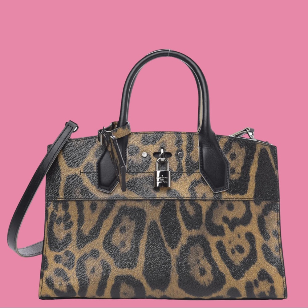 Louis Vuitton Canvas Calfskin Wild Animal Print City Steamer EW Marron